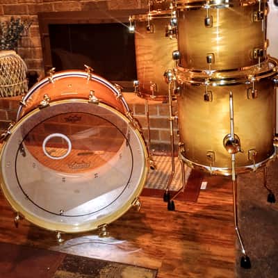 ODERY CUSTOM BRONZED ROOTBEER FADE-BRASS PLATED HDWE 6 PC SHELL PACK 10t, 12t, 13sd, 14ft, 16ft, 22"b image 2