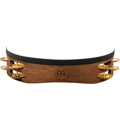 MEINL Vintage Goat-Skin Wood Tambourine Two Rows Brass Jingles Walnut Brown 10 in. image 4