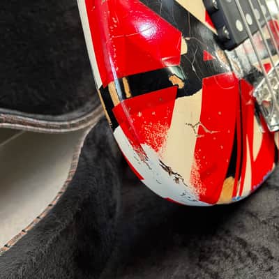 Custom made Frankenbass Wolfgang Van Halen Frankenstein Bass Musikraft Neck Frankenstrat - Red/White/Black image 10