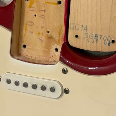 2014 Squier Bullet Stratocaster Red Rosewood Fretboard Maple Neck No Skunk Stripe / 8 Screw Pickguard image 20
