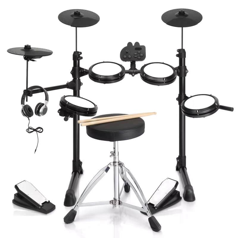 Electric Drum Set with 150 Sounds, 10 Demos, Beginner-Friendly Sticks, Pedal, and USB MIDI Connectivity image 1