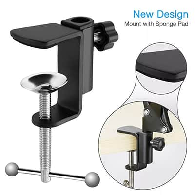 Adjustable Microphone Suspension Boom Arm Stand with Desk Mount, Heavy Duty Steel Scissor Mic Holder image 5