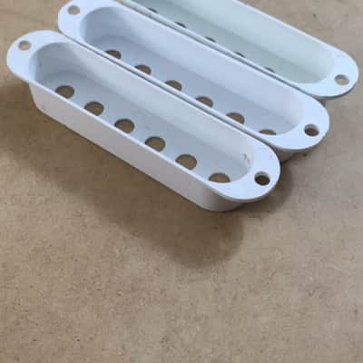 3 Fender Vintage Style Strat Pickup Covers Electric “Split Coil” NOS Relic White image 2