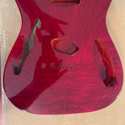 Warmoth Thinline Tele Body - Beautiful Transparent Red w/Pickguard and Bridge image 1
