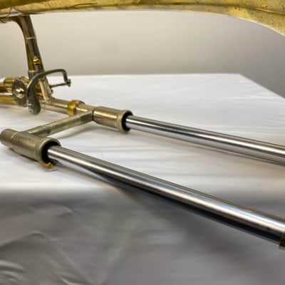 Bach 42BO Stradivarius Series Tenor Trombone with Open Wrap F Attachment Standard Rotor Valve 2010s - Clear Lacquered Brass image 6