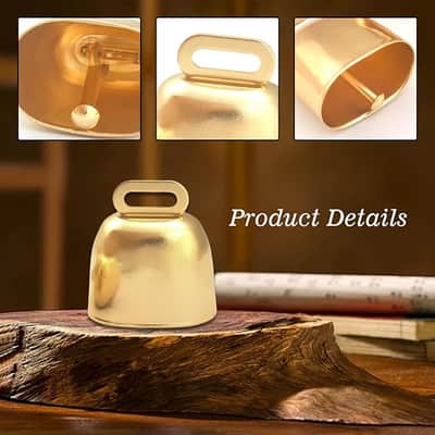 8 Pack Cow Horse Sheep Grazing Copper Bells, Small Metal Brass Bells, Loud Ringing Cowbell Noisemakers, Hanging Jingle Bell for Animal Pet Collar Doors Crafts Christmas Wedding Decor (Gold) image 3