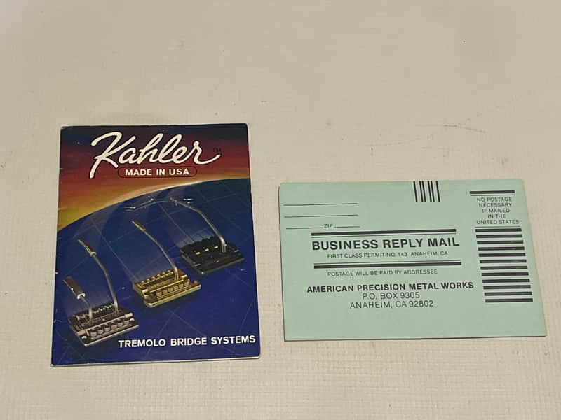 1980's Era Kahler USA Tremolo Bridge Guitars Factory Owner's Manual & Warranty Brochure image 1
