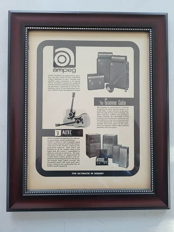1968 Ampeg Promotional Ad Framed Ampeg Amps, Ampeg Scroll Bass, Grammer Guitars, Altec Lansing Original image 1