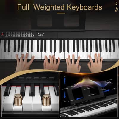 Glarry GPP-106 88 Key Folding Piano Semi-Weighted Standard Keyboards Digital Piano with MIDI Bluetooth, Handbag, Headphone, for Piano Lovers 2020s - Black image 9
