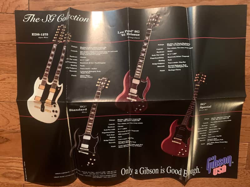 Gibson SG & Double Neck Poster Brochure Angus Young  1993 image 1