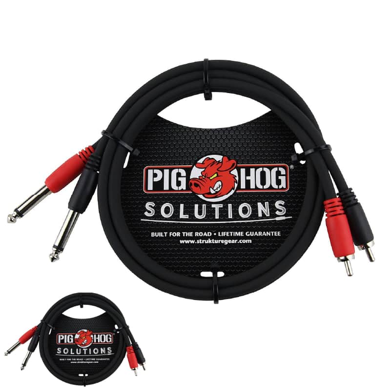 Pig Hog 3ft Dual 1/4" TS Mono Male Plug to 2-RCA Male Plug Audio Cable PD-R1403 image 1