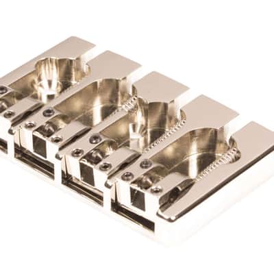Hipshot A Style 4 String Bass Bridge 5A4FM1BN Brass, Nickel, Retrofits 5 Hole Fender