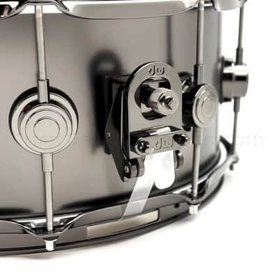 DW Collectors Satin Black Brass Snare Drum 14x6.5 w/Black Hardware image 2