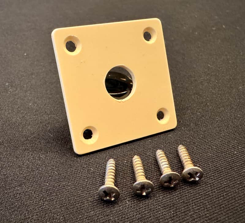 Gibson Custom Shop Reissue OEM Square Jack Plate Historic Spec Layered ABS Vintage Light Cream with Aged Screw Set image 1