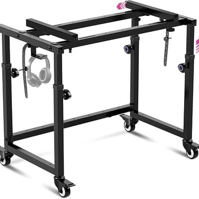 Piano Keyboard Stand - Electric Piano Stand for 49 54 61 88 Key - Piano Desk Music Stand Production - Piano Table Synth Stand Rolling Home Recording Studio Workstation DJ Keyboard Table image 1