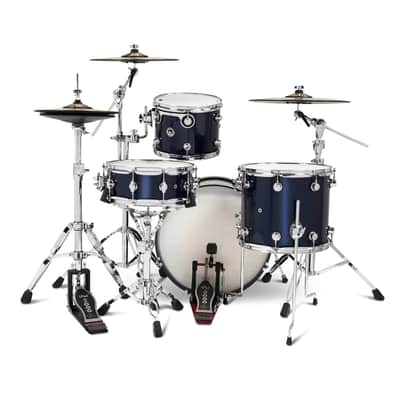 FREE TOM REBATE! - DW DWe 4pc Complete Electronic/Acoustic Drum Set w/Roland V51 Midnight Blue Metallic image 2