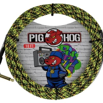 Pig Hog "Yellow Graffiti" Instrument Cable, 10ft Right Angle PCH10GYWR image 2