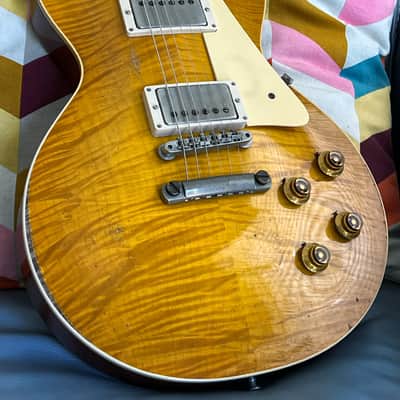 2025 Gibson Custom Shop 1959 Les Paul Standard Reissue R9 – Lemon Burst Murphy Lab Ultra Heavy Aged – Incredible Flame Top image 2