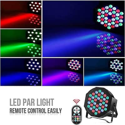 LED Par Lights DJ Stage Light Corded RGB 36 LED with Sound Activated Remote Control DJ Uplighting for Wedding Party Club Christmas Stage Lighting (2 Packs) image 2