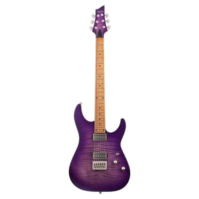 Schecter C-1 Standard Plus Electric Guitar - Transparent Purple Burst image 2