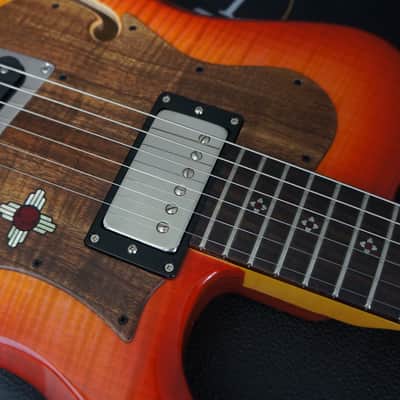Knaggs Guitars Choptank Hollowbody in Lemon Cherry Burst with 15th Ann Navajo Sun Package image 9