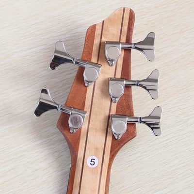 Wenge Wood Custom 5 Electric String Bass, Maple Neck Through image 7
