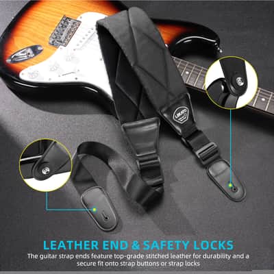 LEKATO LGS-13 Guitar Straps 3.5" Wide for Bass Electric and Acoustic Guitars Free Strap Button with 2 Strap Locks and 6 Picks image 4