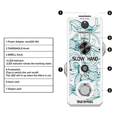 VSN Delay Slow Hand Effect Guitar Pedal for Digital Pedals Electric Guitar Slow Gear Effects Pedal Ture Bypass Mini Size image 7