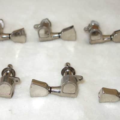Vintage 1970s Gibson / Schaller M6 Keystone Tuners, Set of 6 (3x3) w/Bushings, Washers, & Screws!! image 5