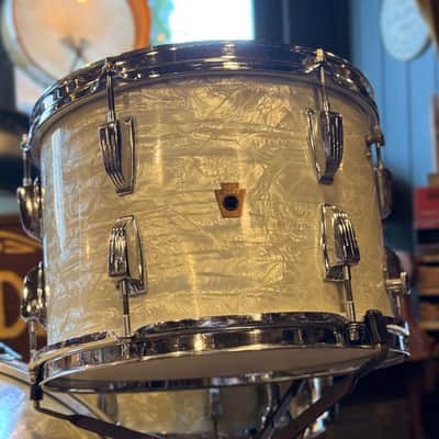 VINTAGE 1950's WFL Drum Set in White Marine Pearl - 14x24, 9x13, 16x16, 16x16, 6.5x14 image 8