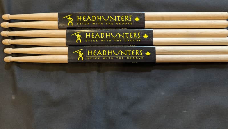 New Headhunters Hickory Classic Drum Sticks 5A 3 Pack image 1