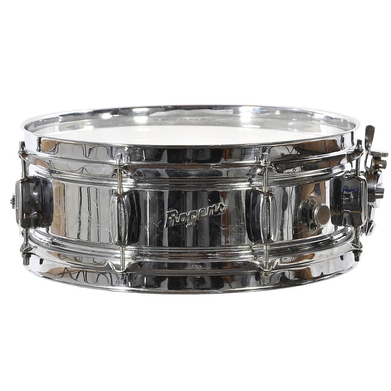 Rogers PowerTone 5x14" 8-Lug Chrome Over Brass Snare Drum with "Bread and Butter" Lugs Early 1960s image 1