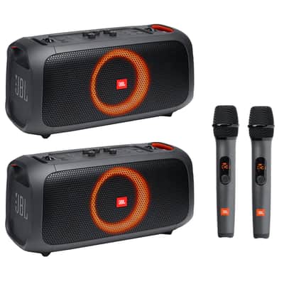 JBL PartyBox On-The-Go Portable Karaoke Party Bluetooth Speaker with Wireless Microphone (Pair) image 1