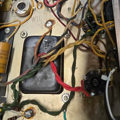Vintage 1965 Fender Deluxe Reverb Combo Amp - Black Panel AB763 Circuit w/ Footswitch image 15