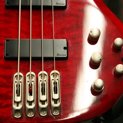 Ibanez BTB400QM - 2003 - Transparent Red - Made in Korea image 11
