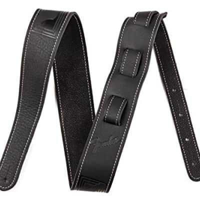 Genuine Fender Monogrammed Logo Adjustable Leather Guitar Strap - Black image 7