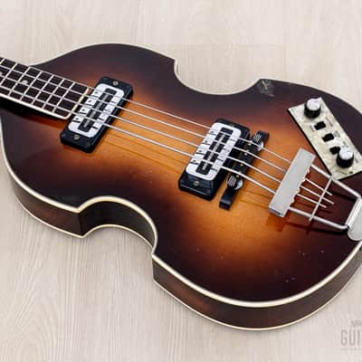 1974 Hofner 500/1 Beatle Bass Vintage Violin Bass Sunburst w/ Blade Pickups, Case image 11