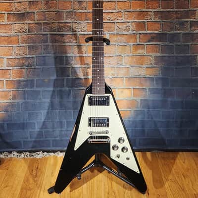 Vintage 1980 Gibson Flying V Stop Bar Tailpiece & Triangle Knob Layout Ebony w/ OHSC NEW FRETS image 2