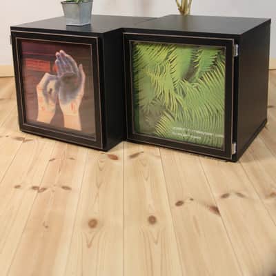 Art Vinyl Record Storage**Lp Frame Display One Box Cabinet Cube Wood Crate 12" Picture Album Display 33rpm Analog Disc Now Playing Music Rack Cover Jacket Stand Case Unit Wood furniture Dj Audio Idea image 4