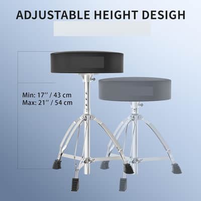 Drum Throne Height Adjustable - Drum Seat Thick Padded for Adults and Kids Universal Drum Stools with Anti-Slip Feet Drum Chair Black image 2