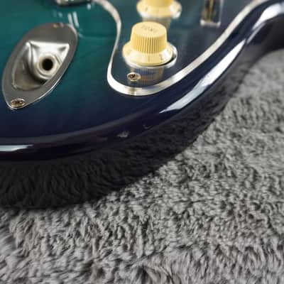 Fernandes “The Function” ST-45C MIJ Electric Guitar Blue Burst Flame Top w/ Fernandes Hard Case image 5