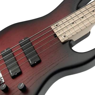 Sadowsky MetroLine 24-Fret Modern Bass-Swamp Ash Body-5 String-Burgundy Burst Transparent Satin image 5