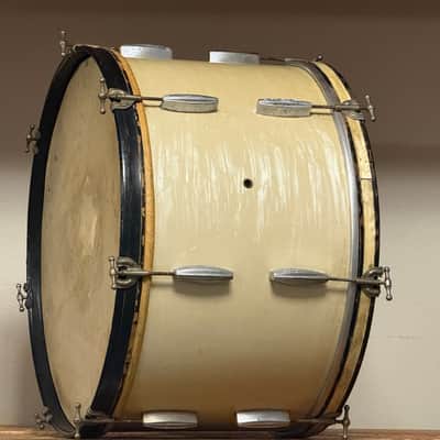 1940's Gretsch 24" BroadKaster White Marine Pearl 14x24 Bass Drum 3-ply image 2