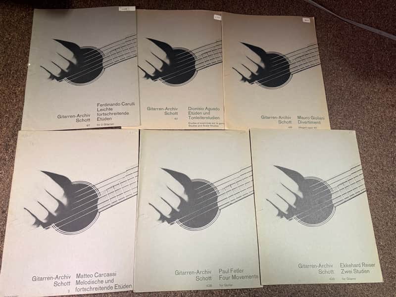 Vintage Lot of 6 Gitarren-Atchiv Schott Guitar Sheet Music Books image 1