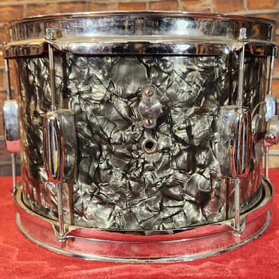 Vintage 1960s Rogers Spotlight 8x12" Rack Tom Drum Black Pearl Wrap image 6
