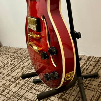 Brewton Les Paul Style Semi-Hollow Body Electric Guitar - Red image 5