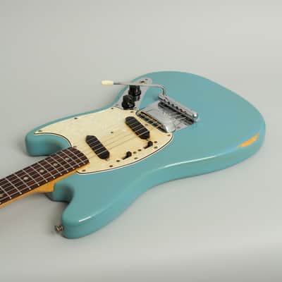 Fender Mustang Solid Body Electric Guitar (1966), ser. #179277, original grey hard shell case. image 7