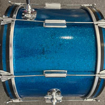 Rogers Cleveland Tower 1966 14x20 Bass Drum Blue Sparkle Glass image 6