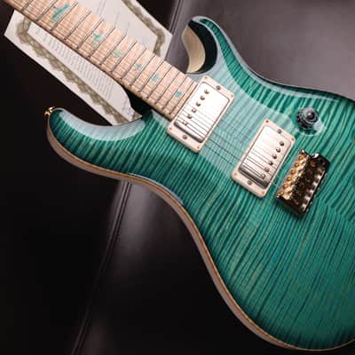 PRS 2016 Private Stock Custom 24 in Bahama Blue Smoked Burst w/Curly Maple Top, Swamp Ash Back & Backplates, Curly Maple Fretboard, Curly Maple Neck, Phase III Locking Tuners w/Curly Maple Buttons & Stained Curly Maple w/Paua Outline Inlays image 2