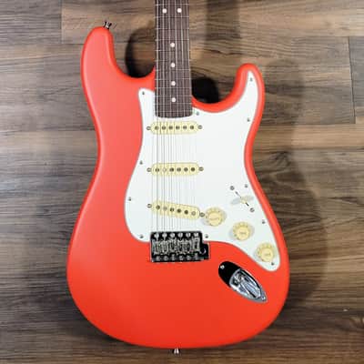 USA MADE Custom Fender Lic. Stratocaster Satin Fiesta Red w/Indian Rosewood, Fender Tex-Mex Pickups image 2